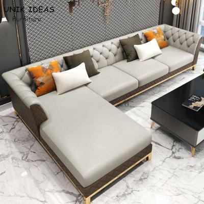 China 100 By 100 10 X 7 Tufted Living Room Sectional Sofa Couch Leather European for sale