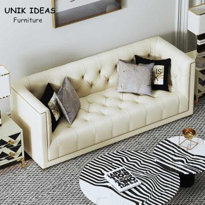 China 3 Piece White Living Room Sectional Sofa Sleeper Nordic Genuine Leather Villas Home for sale