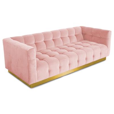 China Living Room Furniture Pink Velvet Lounge Sofa 2-3 Seater Couch Club Set for sale
