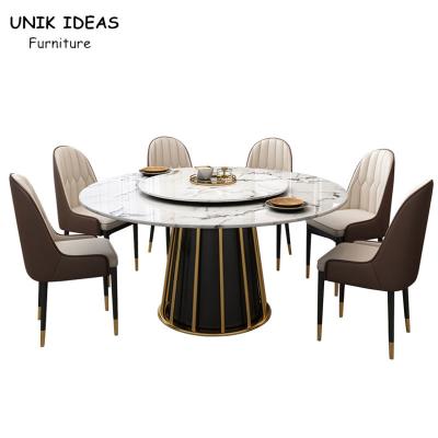 China Nordic Luxury Dining Table And Chairs 6 Person Round Marble Dining Table Set For 4 8 for sale