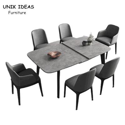 China 6 7 8 Seater Marble Dining Table And Chairs 130cm 140cm Minimalist Dining Table Set for sale