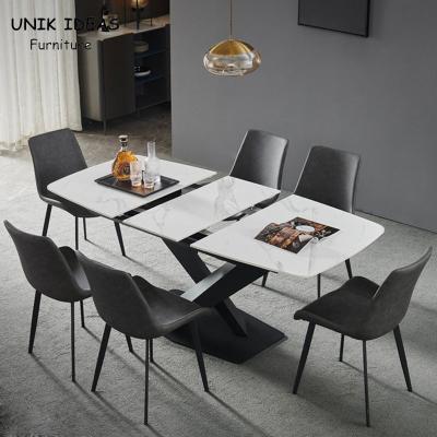 China White Luxury Dining Table And Chairs 150cm 140cm 130CM 160cm 6 Seats Extended for sale