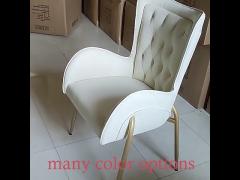 White Metal Frame Dining Chairs With Cream Leather