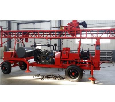 China Portable Borehole Drilling Rig Machine Trailer Mounted For 300m Meter for sale