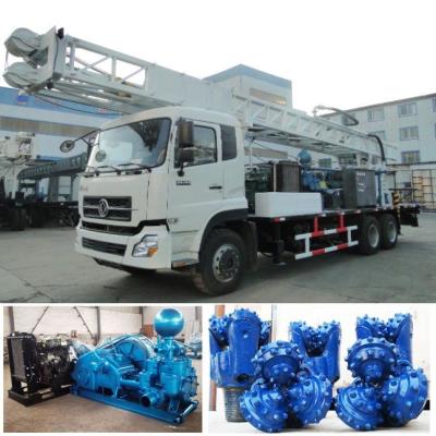 China O motor DF300 diesel pôs o equipamento de perfuração montado caminhão da perfuração para projetos da perfuração da água de 300m bem à venda