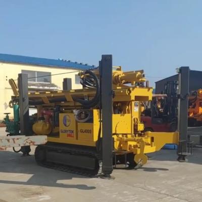 China diesel Gl400s 400m Water Well Drilling Rig Machine Dth Hydraulic Steel Track Chassis for sale