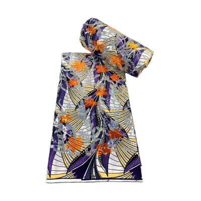 China Tejido mayorista Ankara Cera Cera impresa con lentejuelas 100% algodón Tejido Cera Brillante vestido de noche africano ropa de mujer en venta