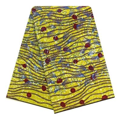 Китай 2.23 Ткань Анкара Классический текстильный материал Африканский воск для партийных отпечатков Ткань с секинами 50 Вуале ткань ткань продается