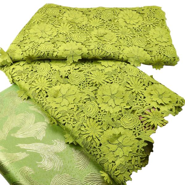 Quality Supoo Top Quality african lace embroidery fabric for wedding dress lime green lace fabric french lace for for garment for sale