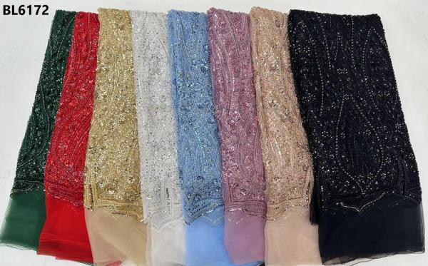 Quality 2024 New fashion embroidery fabric beaded lace with sequins french lace fabric for sale