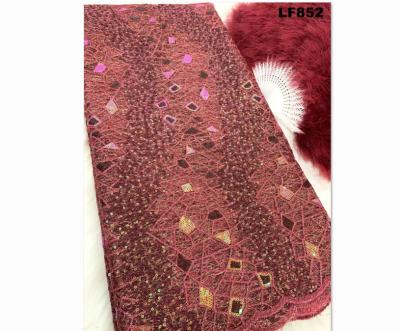 China 2019 Indian Fashion Tulle Embroidered Large 3D Sequins Decorative Lace For Dance Dress for sale