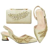 Quality Supoo Good quality gold Italian ladies shoes matching bags african wedding low for sale