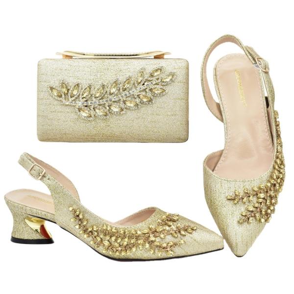 Quality Supoo Good quality gold Italian ladies shoes matching bags african wedding low for sale