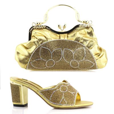 China Fashion Italian Shoes With Matching Bags Set For Wedding African Shoes And Bag Sets In Gold Color Shoes With Matching Clutch Bag for sale