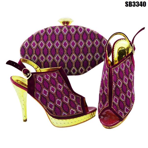 Quality Custom beautiful high heel shoes italian shoes and bag set party lady handbag for sale