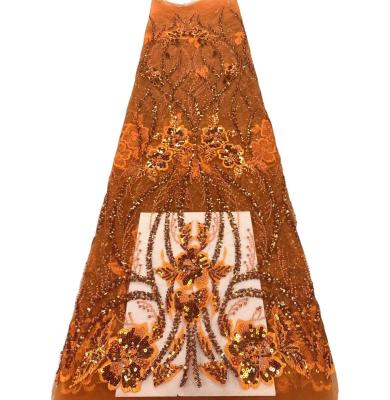 China última tela de encaje de tul nigeriano vestido de maria tela de encaje de perlas tela de encaje de perlas dentella para boda y vestido de fiesta en venta