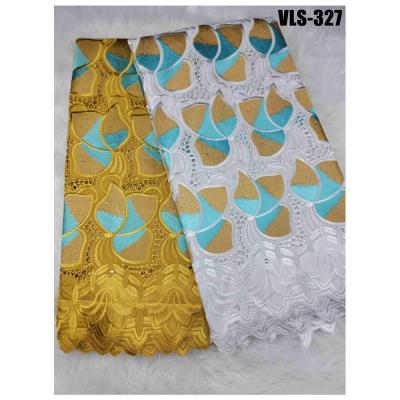 China New arrival 2.5y +2.5y  swiss voile lace set 100% cotton african lace fabric Senegal fabric for sale