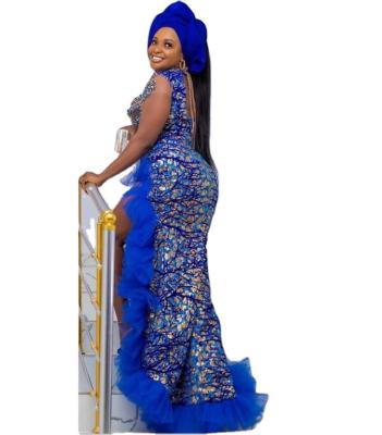 Китай Супуо Новый дизайн Высокое качество Королевский синий бархатный кружевный шнур sequence бархатный кружевный ткань для африканской сенегальской и нигерийской свадьбы продается
