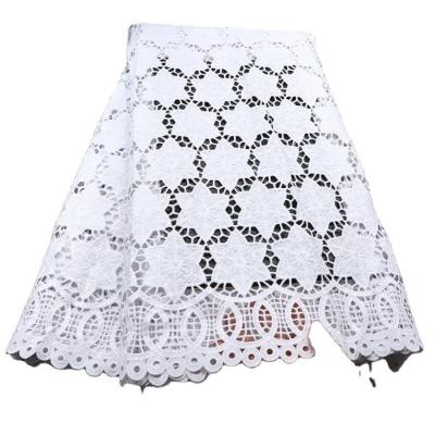 China Supoo Pure White  Guipure Fabric for Women Dresses White Cotton Lace  African Water Soluble Cord Bridal Laces for sale