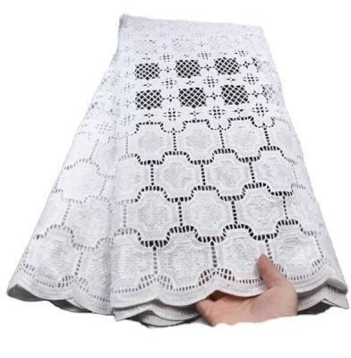 China Supoo pure white wholesale  cord lace fabric  snow white guipure lace fabric African cotton  lace fabric for sale