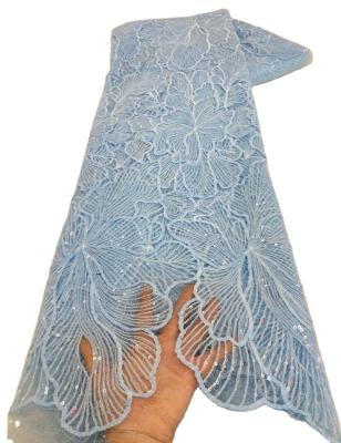 China Lazo de tulle francés secuencia bordado plano encaje brillante encaje de tulle en venta