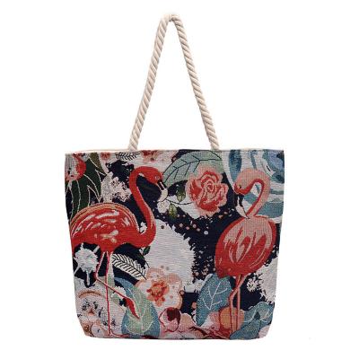 China Women Summer Vacation Custom Print Tote Bags Raffia Hand Waterproof for sale
