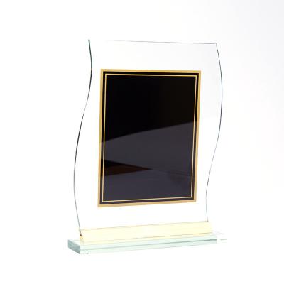 China Custom logo gold foil design acrylic photo frame plate trophy for sale