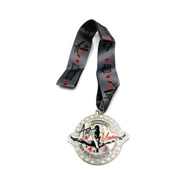 China 3 Inch Custom Metal Medals Die Stamping Charater Paint With Black Ribbon for sale