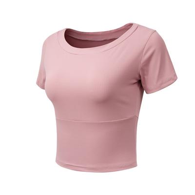 China Seamless Lightweight Yoga Shirts Cool-dry Sports Crop Tops Short Sleeve Fitness Yoga Gym Top for sale