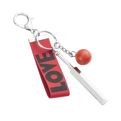 China Car Ribbon Cricket Bat Keychain OEM ODM with Zinc alloy material for sale