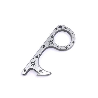 China Multifunctional No Touch Door Opener Keychain With Nickel Plating for sale