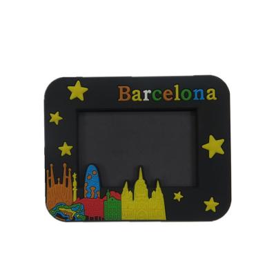 China 3D Effect Rectangle Soft PVC Rubber Magnetic Picture Frames Spain Barcelona Rubber for sale