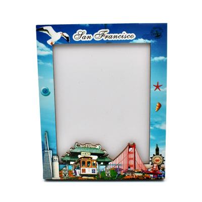 China USA San Francisco Tourist  Photo Frames Souvenir Gift Wooden Sky Blue Frames for sale