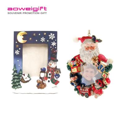China Cartoon Deer Poly Resin Picture Frame Custom Size 3D Christmas Santa Claus for sale