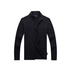 China 100% cotton Autumn Winter Zipper Sweater Mens Black Cardigan Sweater for sale
