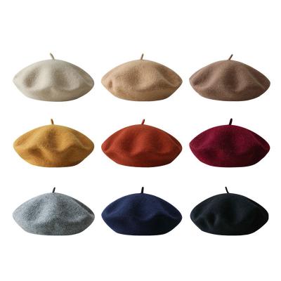China OEM Embroidery Logo Multicolored Wool Beret Hat For Adults for sale