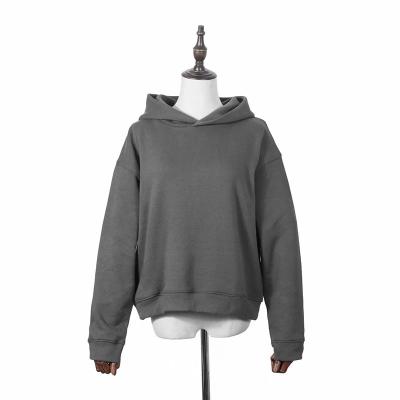 China Plaid Slolid Grey Color Woman Oversize Hoodie Cropped for Autumn for sale