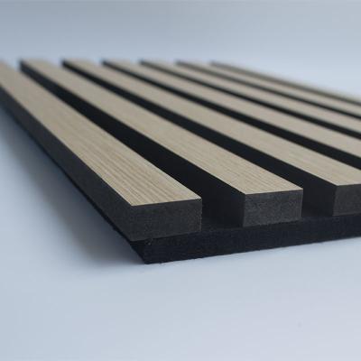 China SGS Corridors Wall Slat Wood Acoustic Panels Flameproof MDF PET for sale