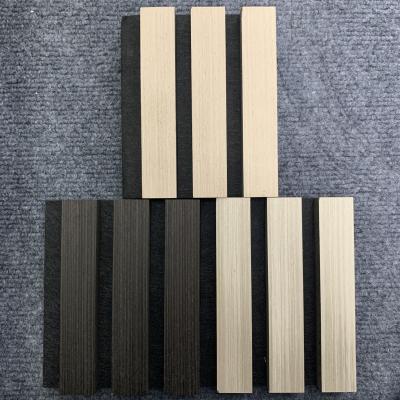 China Soundproof Slats Laminated Pet Wooden Veneer Acoustic Panel For Auditorium Hall for sale