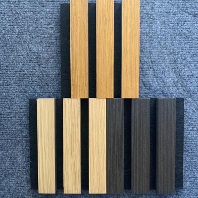China Fire Proof Wood Veneer Wall Panels Sound Absorption Proofing Wooden Slat Panel zu verkaufen