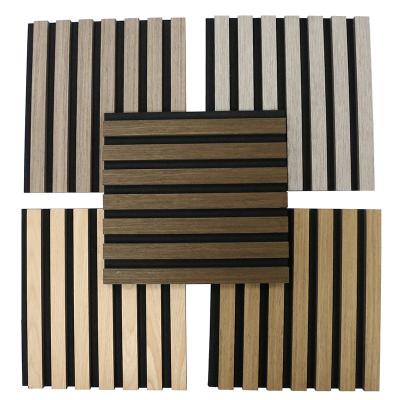 China Fire Resistant Interior Wall Wooden Slatted Sound Absorption Mdf Slat Board for sale