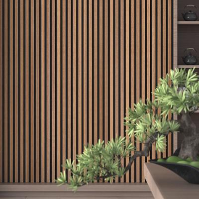 China Factory Walnut Slat Wood Panel With Black Pet Felt Interior acoustic Wall panel en venta