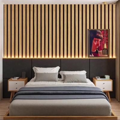 China Decorative Nature Oak Wooden Slat Veneer Mdf Soundproof Acoustic Wood Wall Panel en venta