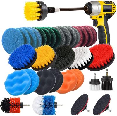China 37pcs ROHS Drill Cleaning Brush Set Scrub Pads With Extend Long Attachment for sale