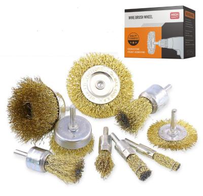 China M10 Wire Wheel Brush Set 9pcs For Drill 1/4 Inch Arbor Clean Rust for sale