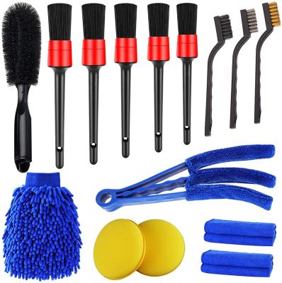 China Microfiber 15PCS Tire Interior Car Cleaning Brush Kit Eco Friendly for sale