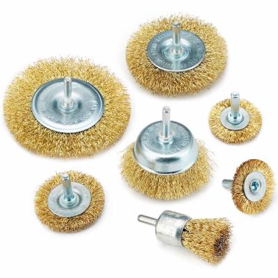 China 7pcs Wire Wheel Brush For Grinder Set 6mm Rod Corrosion Resistant for sale