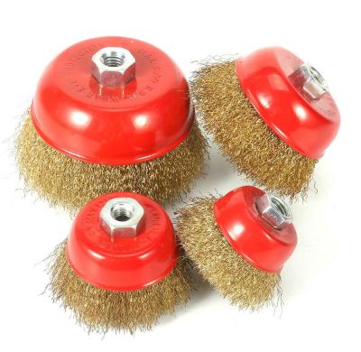 China 75mm Drill Wire Stainless Steel Cup Brush M14 Thread Metal Polishing for sale