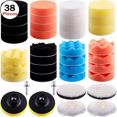 China 38pcs 3In Car Polishing Pad Kit 7.5cm Polisher Attachment For Drill for sale