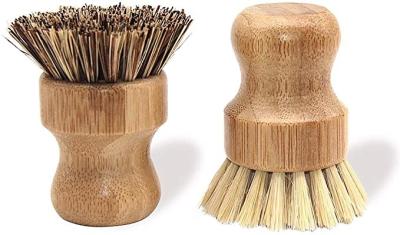 China Portable 3.2inch Natural Bamboo Dish Scrub Brush Set 2pcs Great Flexibility for sale